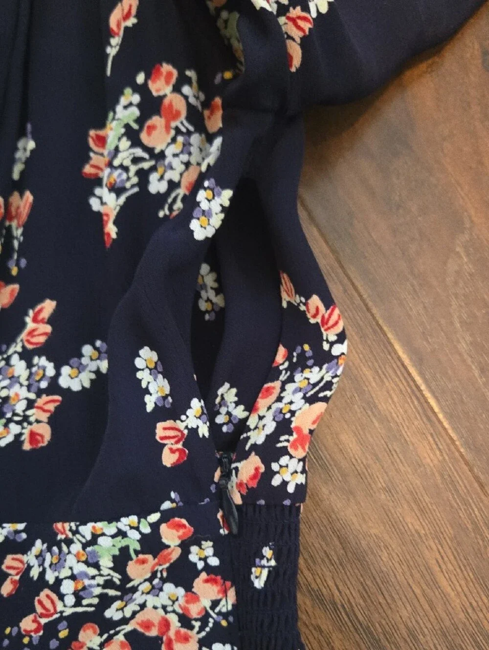 ​byTiMo Navy Blue Floral Short Flutter Sleeve Midi/Maxi Dress Sz XS_096